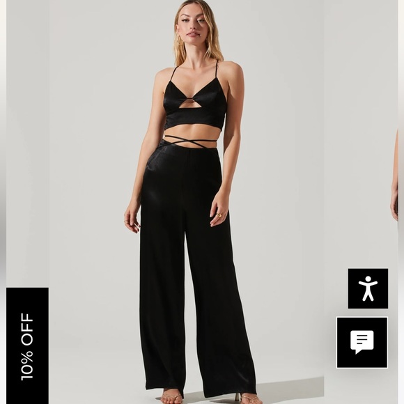 ASTR THE LABEL AMIAH SATIN TIE WAIST WIDE LEG PANTS - Picture 7 of 10